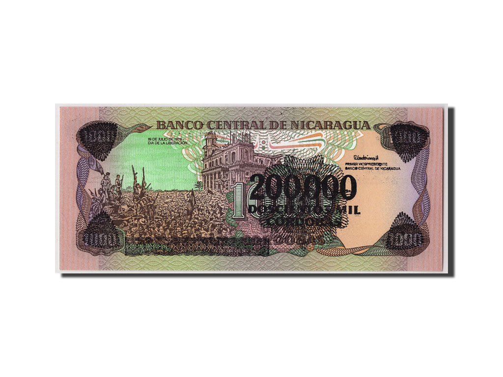 Biljet, Nicaragua, 200,000 Córdobas on 1000 Córdobas, Undated (1990), KM:162