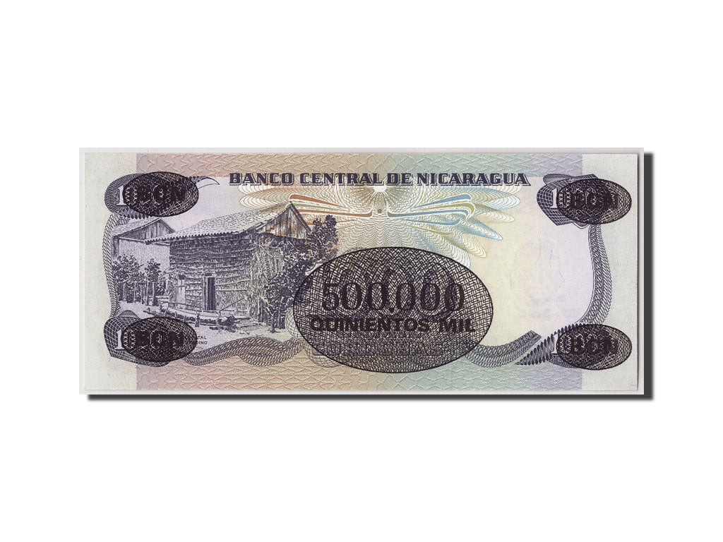Biljet, Nicaragua, 500,000 Córdobas on 1000 Córdobas, D.1987, Undated, KM:150