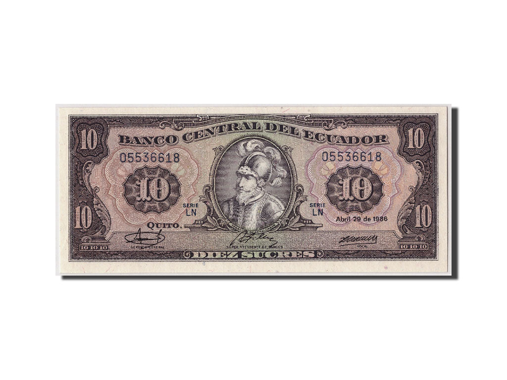Banknote, Ecuador, 10 Sucres, 1986, 1986-04-29, KM:121, UNC(65-70)