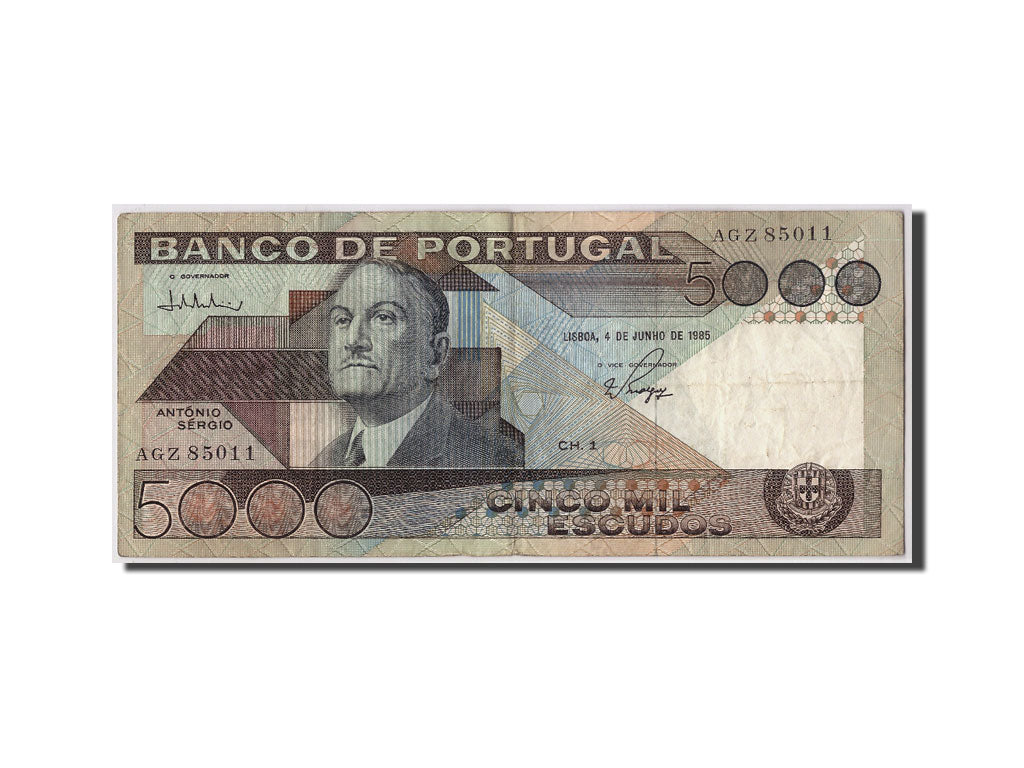 Geldschein, Portugal, 5000 Escudos, 1985, 1985-06-04, KM:182d, S