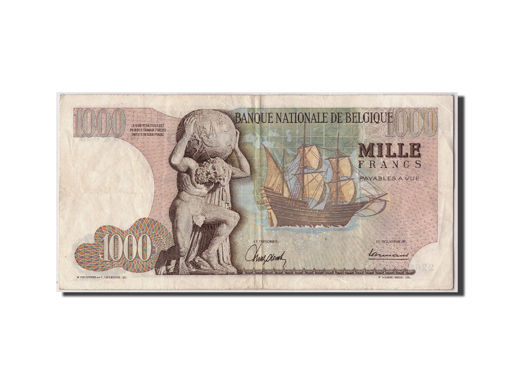 Banconote, Belgio, 1000 Francs, 1967, KM:136a, 1967-04-19, MB+