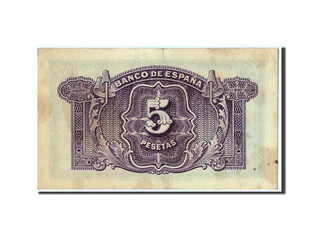 Biljet, Spanje, 5 Pesetas, 1935, KM:85a, TTB