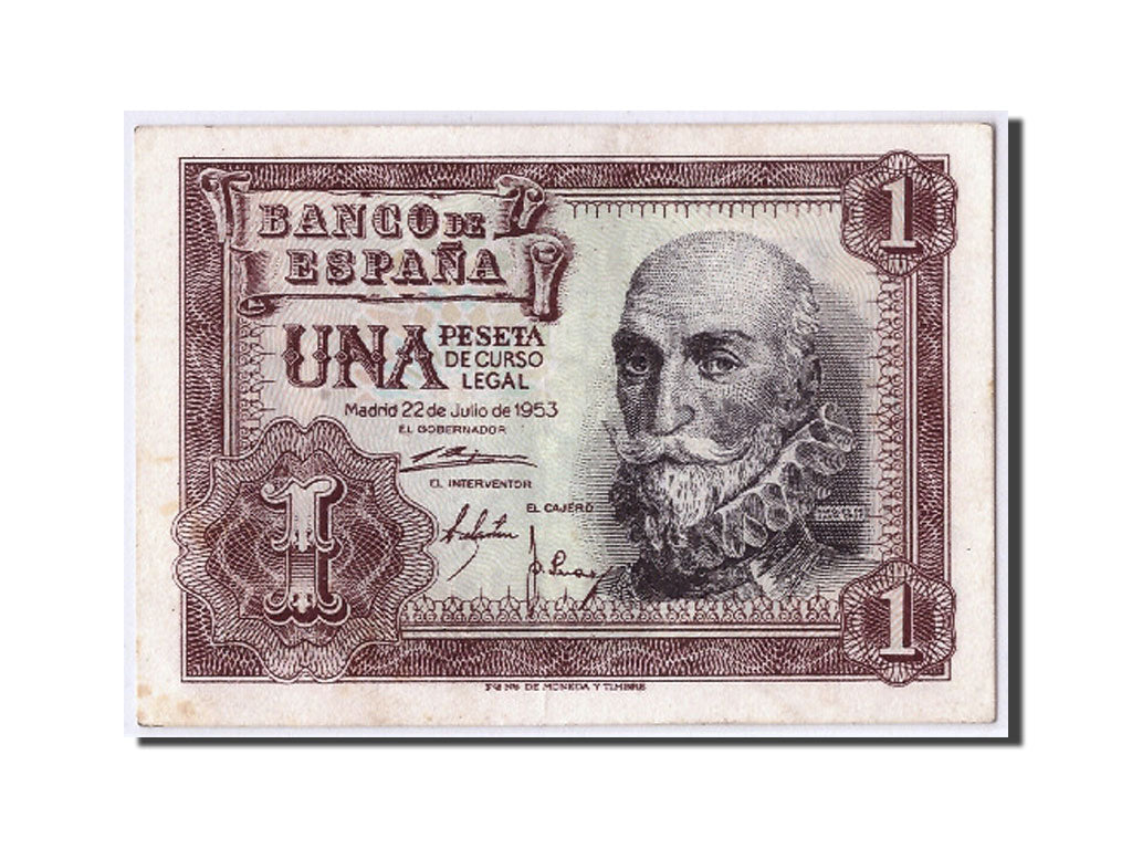 Banknote, Spain, 1 Peseta, 1953, 1953-07-22, KM:144a, UNC(63)