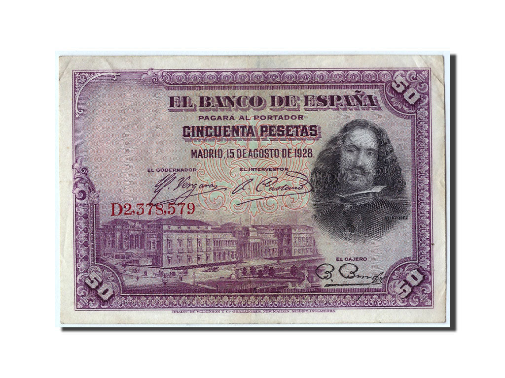 Banknote, Spain, 50 Pesetas, 1928, 1928-08-15, KM:75b, VF(30-35)