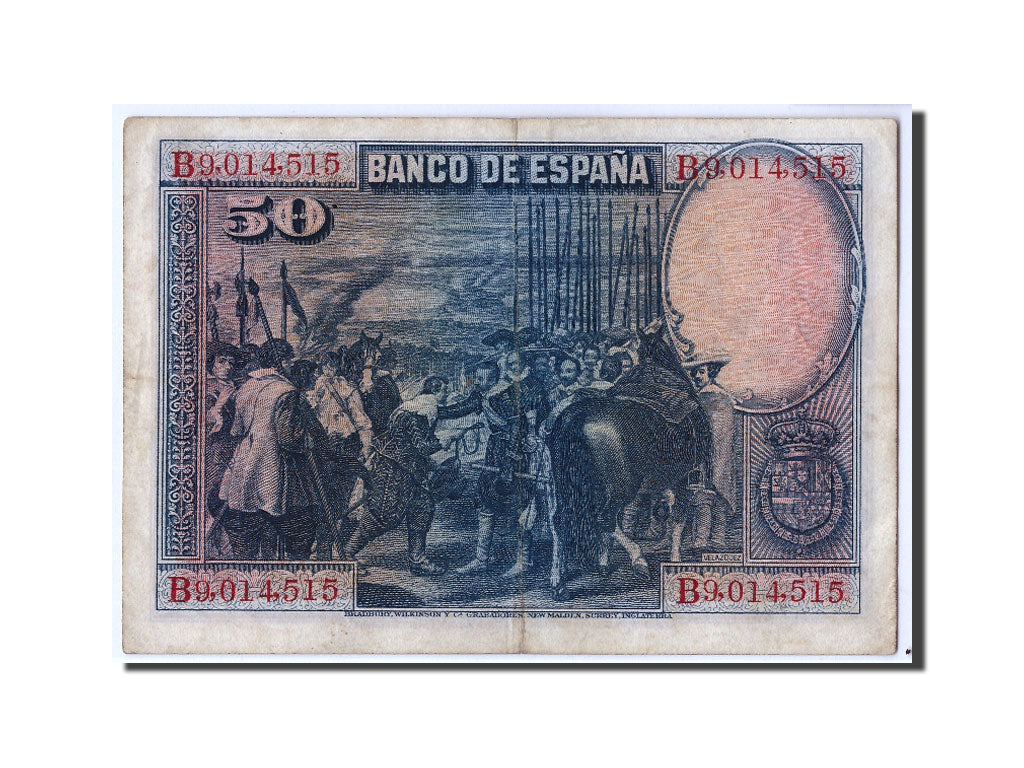 Banconote, Spagna, 50 Pesetas, 1928, KM:75b, 1928-08-15, MB+