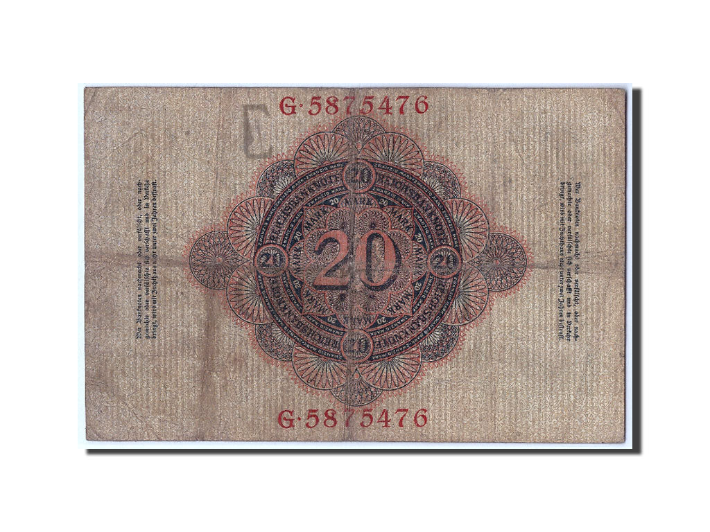Banknot, Niemcy, 20 Mark, 1910, 1910-04-21, KM:40b, F(12-15)