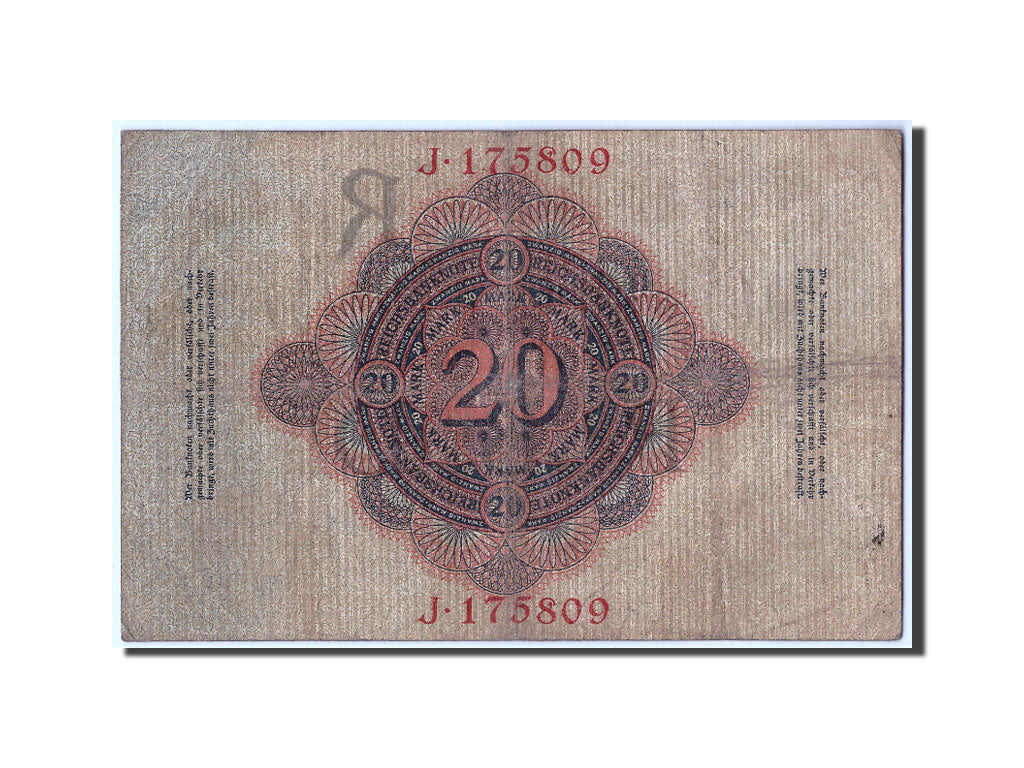 Banknot, Niemcy, 20 Mark, 1910, 1910-04-21, KM:40a, VF(20-25)