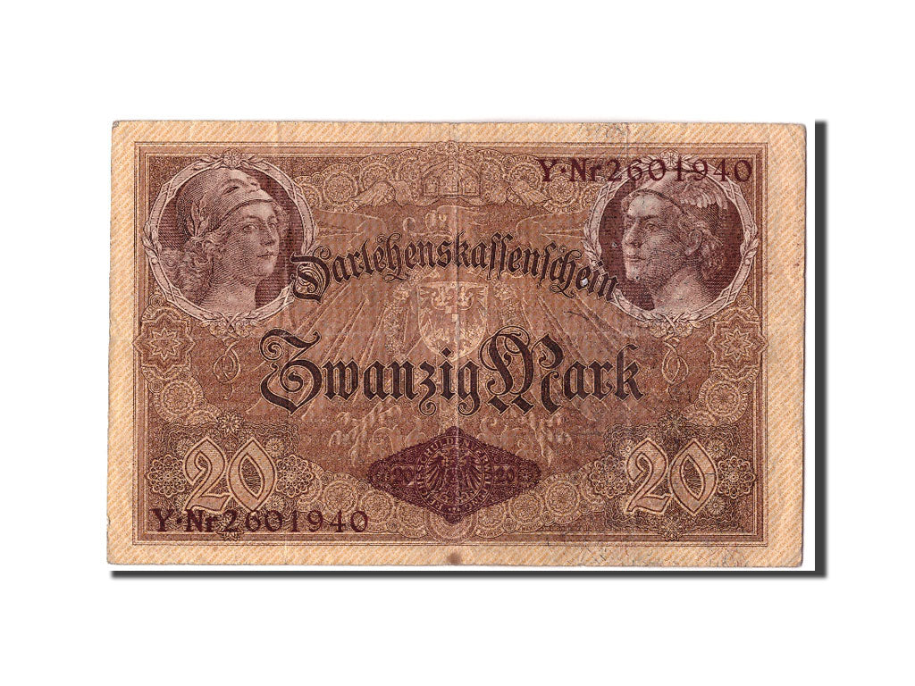Billete, 20 Mark, 1914, Alemania, KM:48b, 1914-08-05, RC+