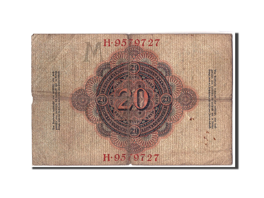Banknot, Niemcy, 20 Mark, 1910, 1910-04-21, KM:40b, VG(8-10)