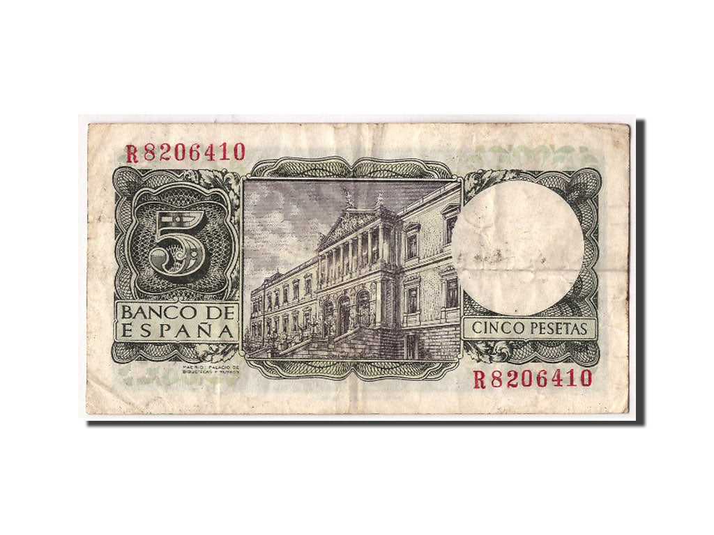 Banconote, Spagna, 5 Pesetas, 1954, KM:146a, 1954-07-22, MB