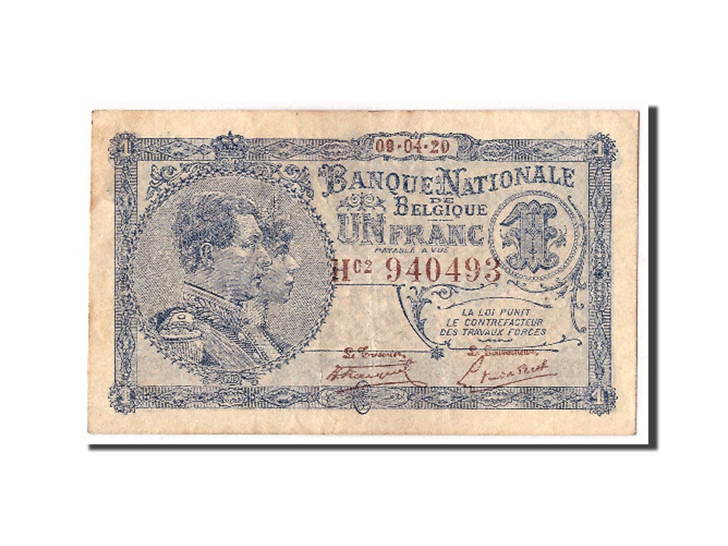 Biljet, België, 1 Franc, 1920, 1920-04-09, KM:92, TB+