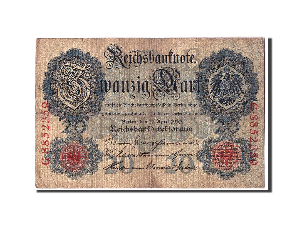 Banknot, Niemcy, 20 Mark, 1910, 1910-04-21, KM:40b, F(12-15)