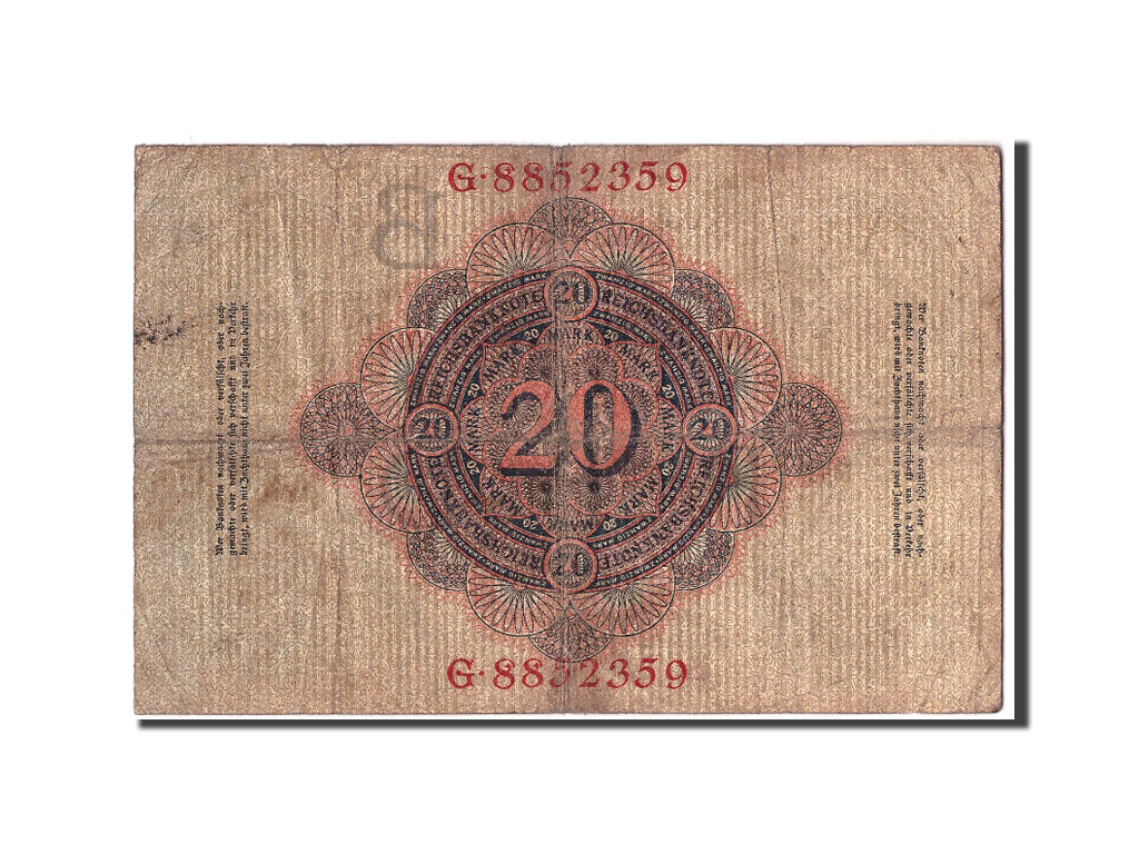 Banknot, Niemcy, 20 Mark, 1910, 1910-04-21, KM:40b, F(12-15)