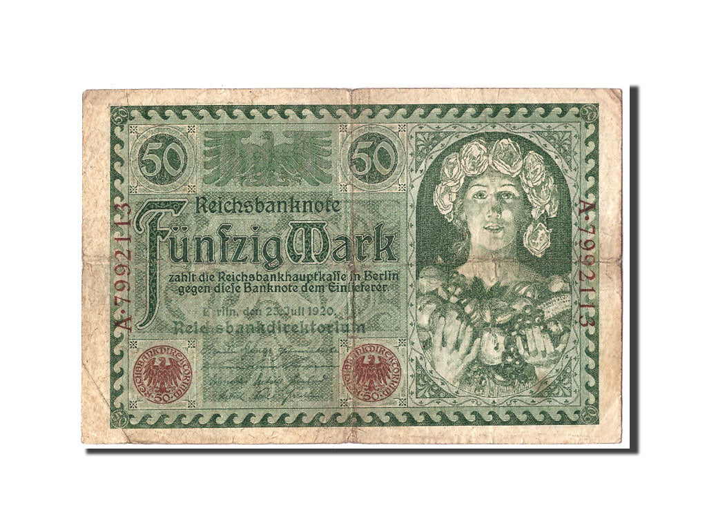 Banknote, Germany, 50 Mark, 1920, 1920-07-23, KM:68, F(12-15)