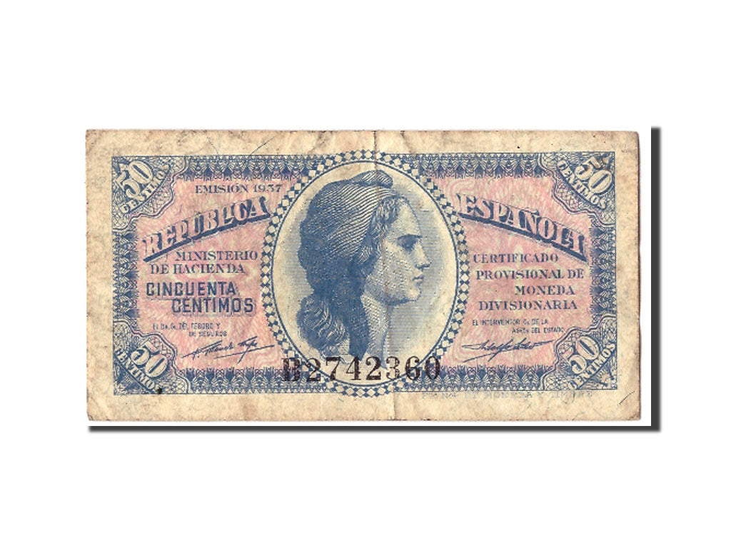 Banconote, Spagna, 50 Centimos, 1937, KM:93, B