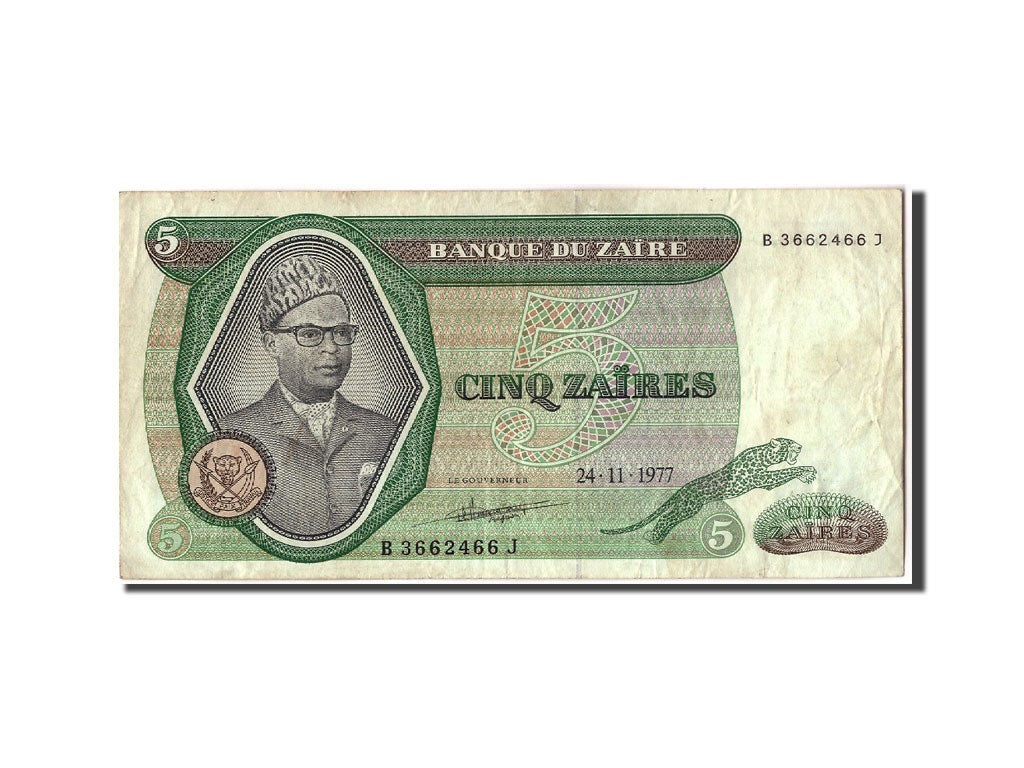 Banknot, Zaire, 5 Zaïres, 1977, 1977-11-24, KM:21b, VF(20-25)