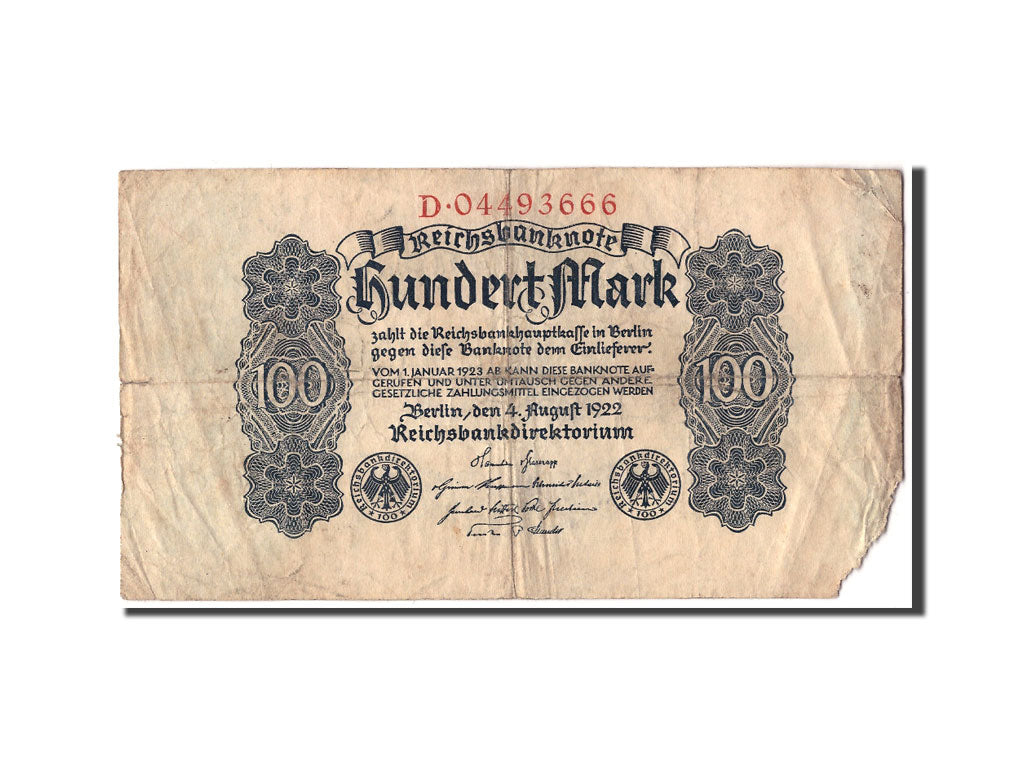 Banconote, Germania, 100 Mark, 1922, KM:75, 1922-08-04, D