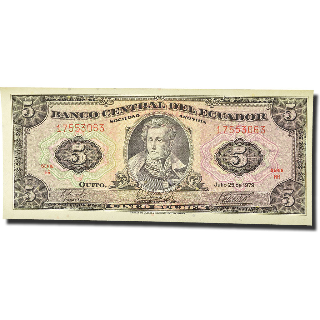 Banknote, Ecuador, 5 Sucres, 1979, 1979-07-25, KM:113c, UNC(65-70)