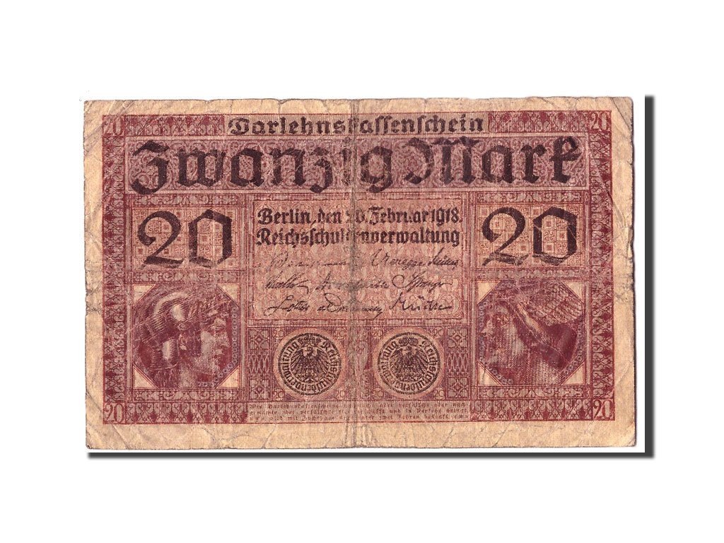 Geldschein, Deutschland, 20 Mark, 1918, 1918-02-20, KM:57, SGE