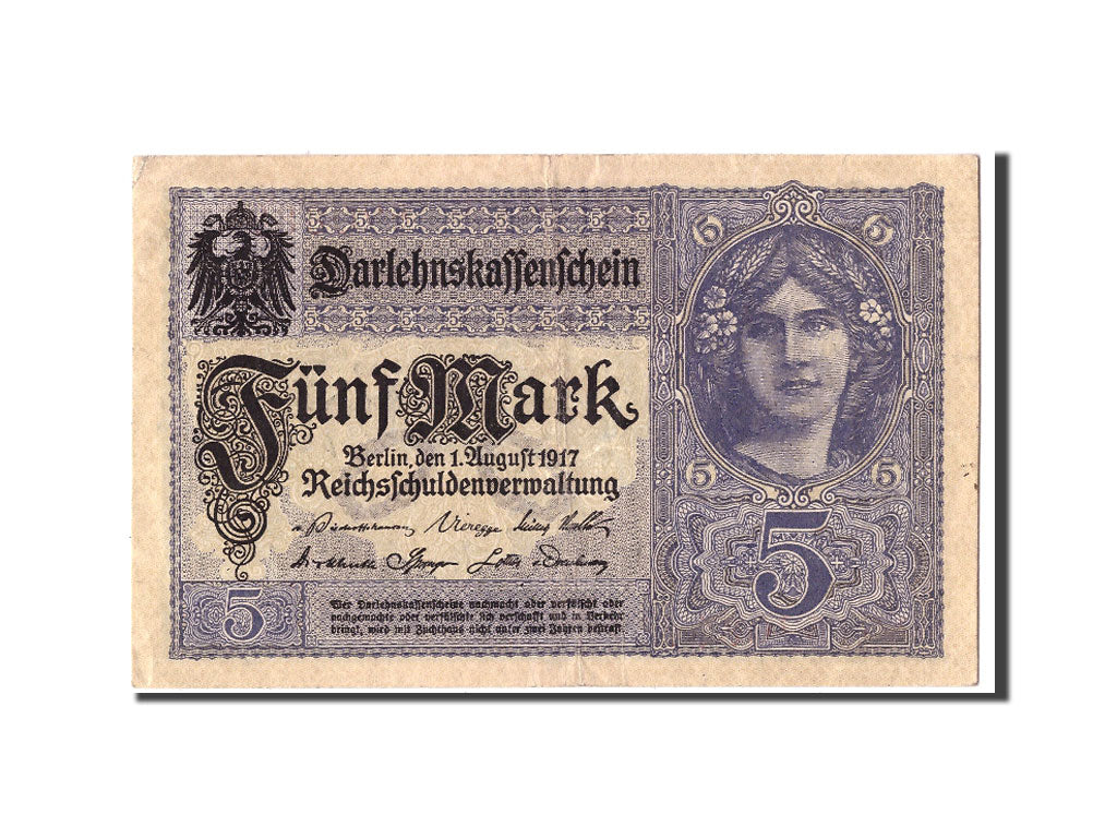 Banknote, Germany, 5 Mark, 1917, 1917-08-01, KM:56b, EF(40-45)