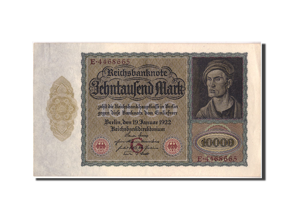 Banknote, Germany, 10,000 Mark, 1922, 1922-01-19, KM:70, AU(55-58)