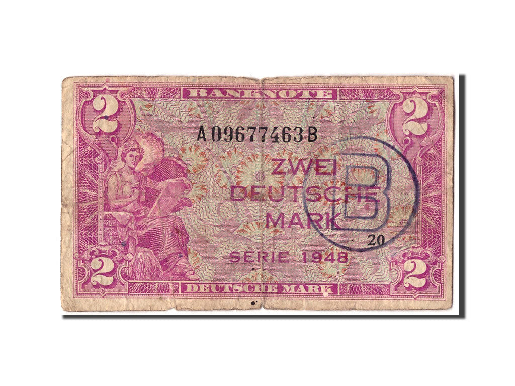 Banconote, GERMANIA - REPUBBLICA FEDERALE, 2 Deutsche Mark, 1948, KM:3b, B
