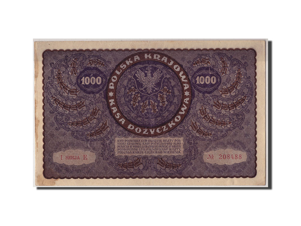 Billete, 1000 Marek, 1919, Polonia, KM:29, 1919-08-23, MBC+