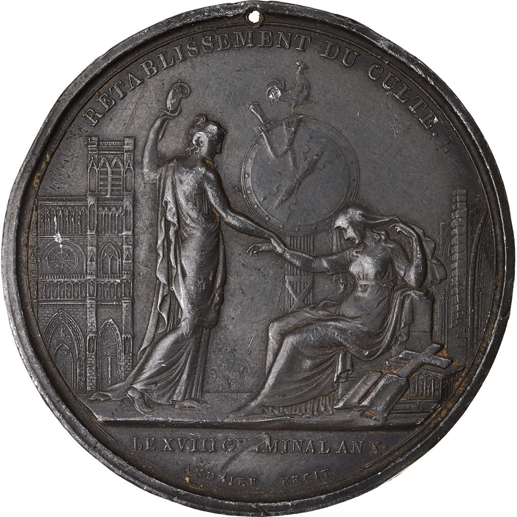Francja, Medal, Consulat, Rétablissement du Culte, Historia, 1802, Andrieu
