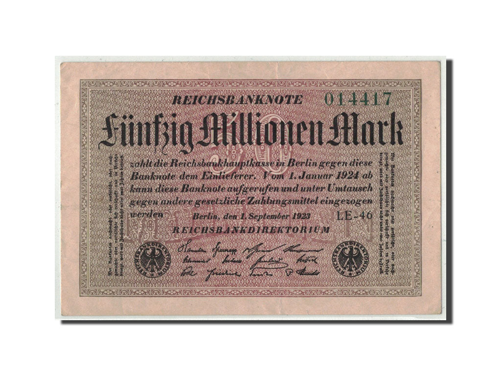 Banknote, Germany, 50 Millionen Mark, 1923, 1923-09-01, KM:109c, EF(40-45)