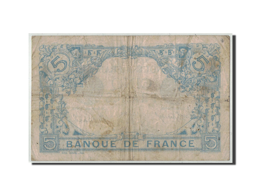 Banconote, Francia, 5 Francs, 5 F 1912-1917 ''Bleu'', 1916, 1916-12-02, MB+