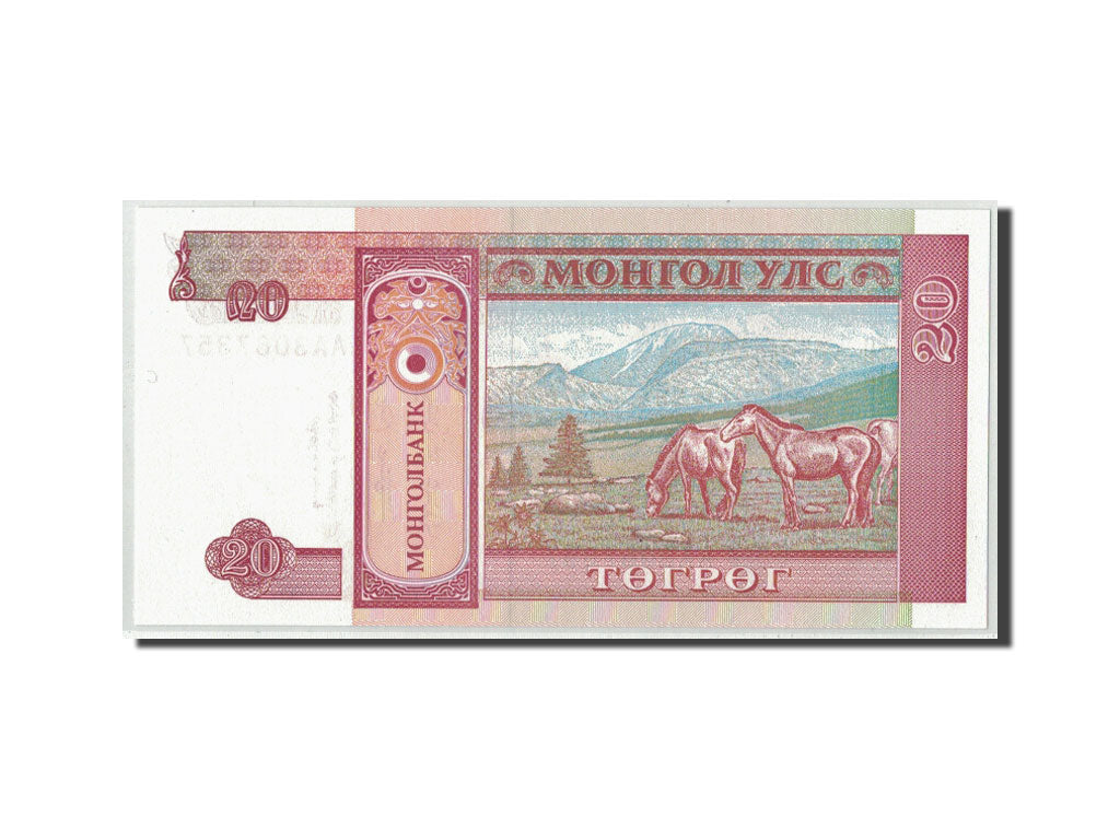 Banknote, Mongolia, 20 Tugrik, Undated (1993), KM:55, UNC(65-70)