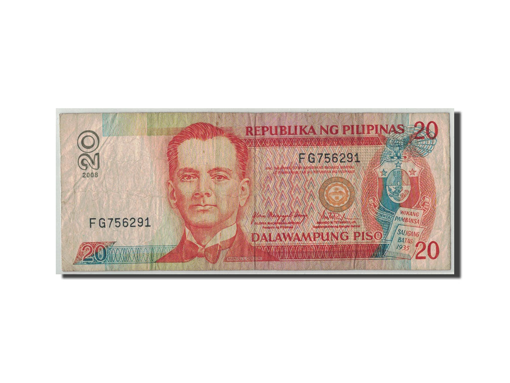 Banknote, Philippines, 20 Piso, 2008, KM:182i, VG(8-10)