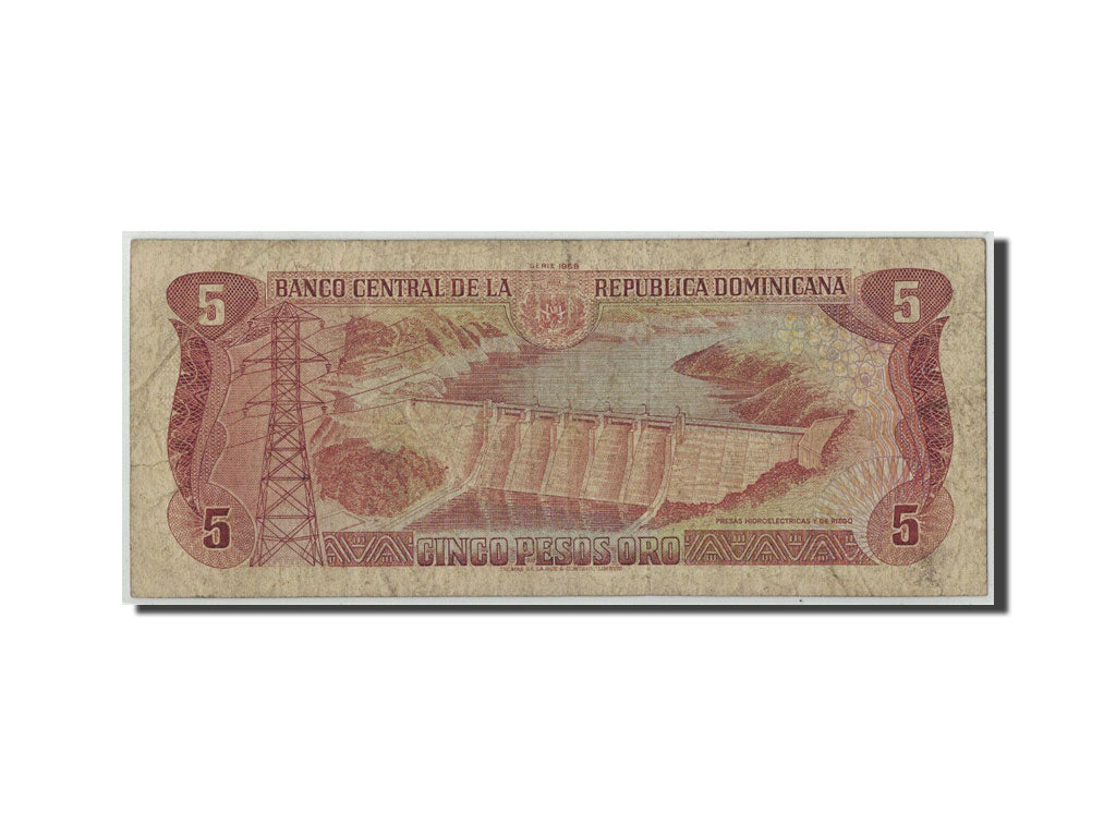 Billete, 5 Pesos Oro, 1968, República Dominicana, KM:100a, RC