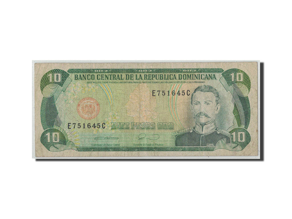 Billete, 10 Pesos Oro, 1990, República Dominicana, KM:132, RC+