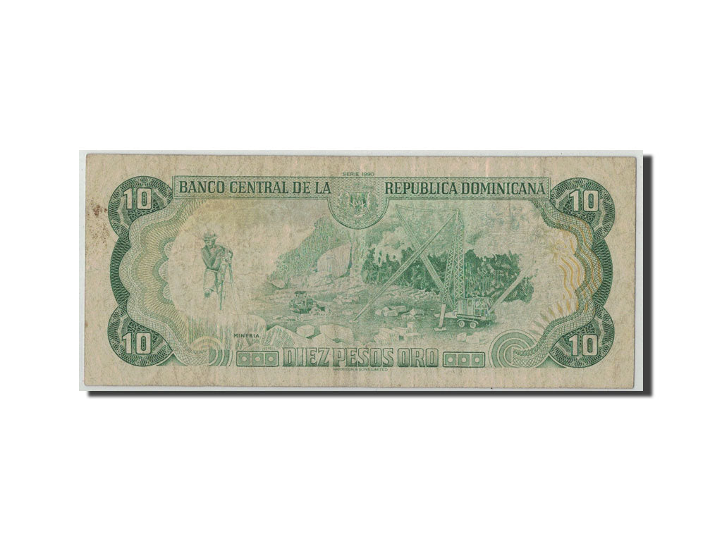 Billete, 10 Pesos Oro, 1990, República Dominicana, KM:132, RC+