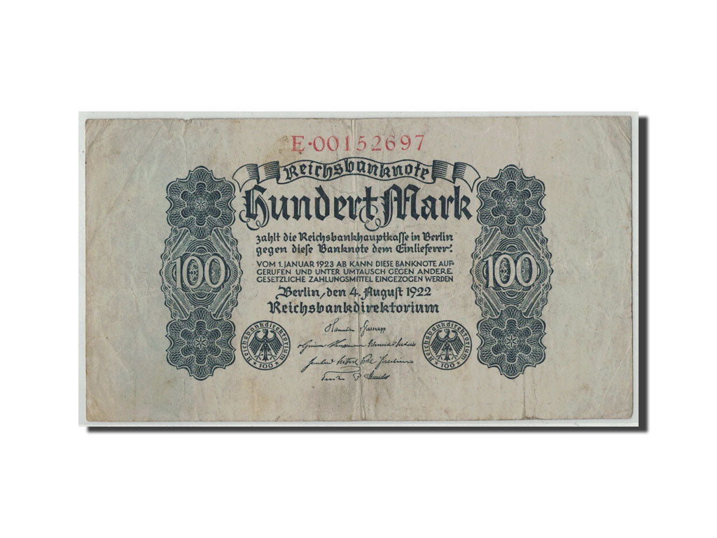 Banknote, Germany, 100 Mark, 1922, 1922-08-04, KM:75, F(12-15)