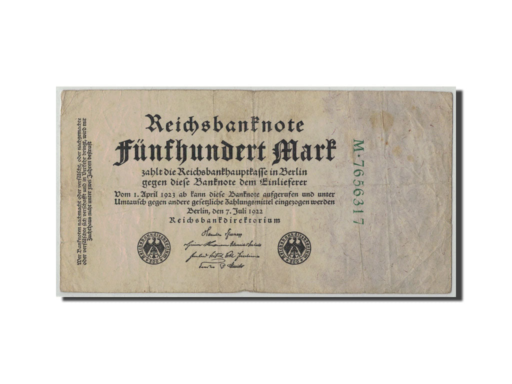 Banconote, Germania, 500 Mark, 1922, KM:74b, 1922-07-07, B+