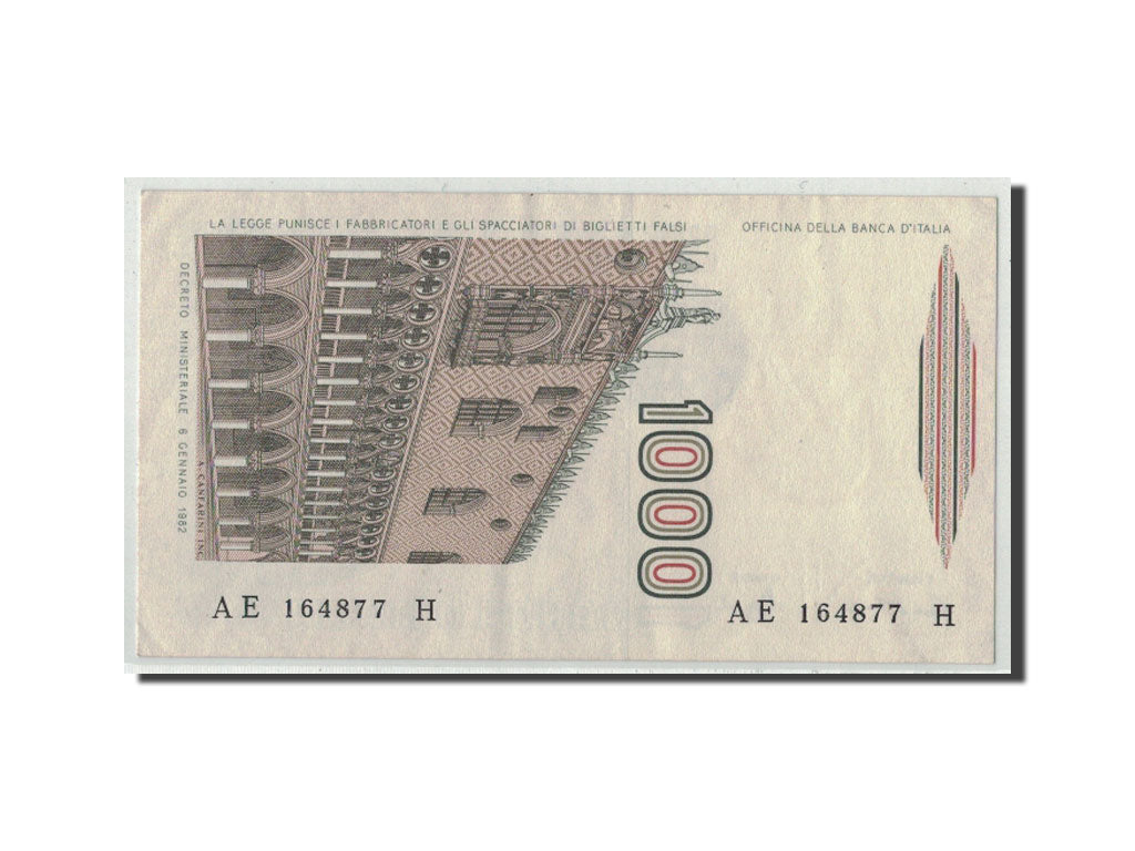 Biljet, Italië, 1000 Lire, 1982, 1982-01-06, KM:109b, SPL