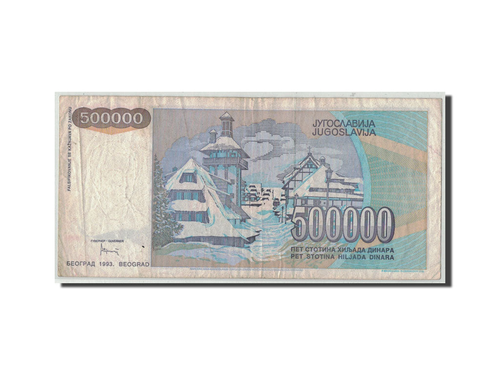 Banconote, Iugoslavia, 500,000 Dinara, 1993, KM:119, B+