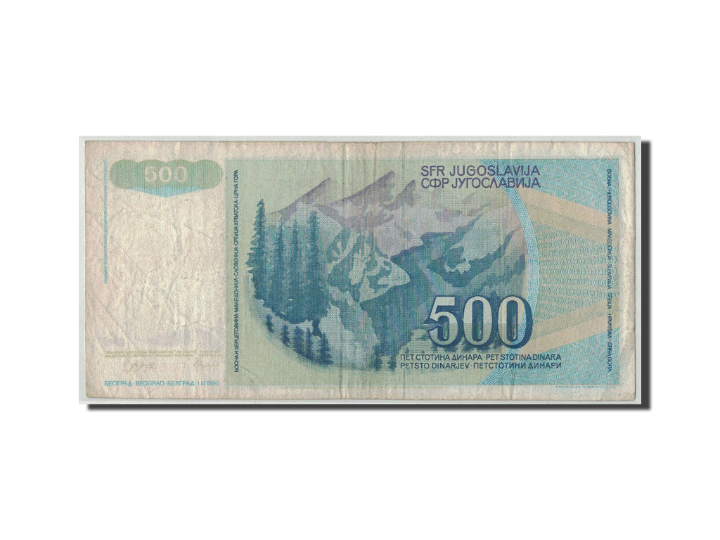 Banknot, Jugosławia, 500 Dinara, 1990, 1990-03-01, KM:106, F(12-15)