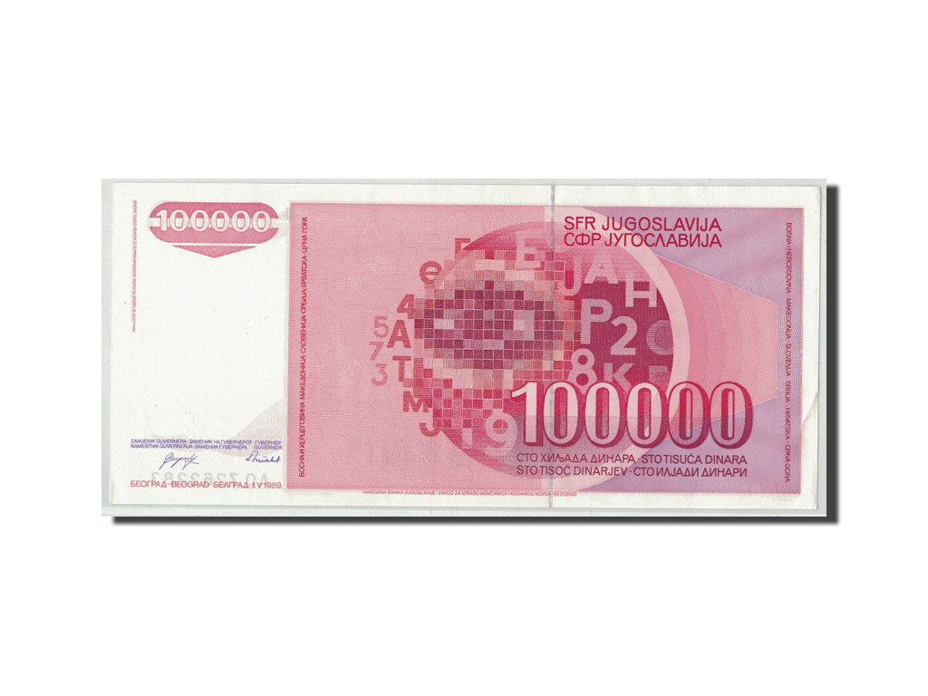 Billet, Yougoslavie, 100,000 Dinara, 1989, 1989-05-01, KM:97, SUP+