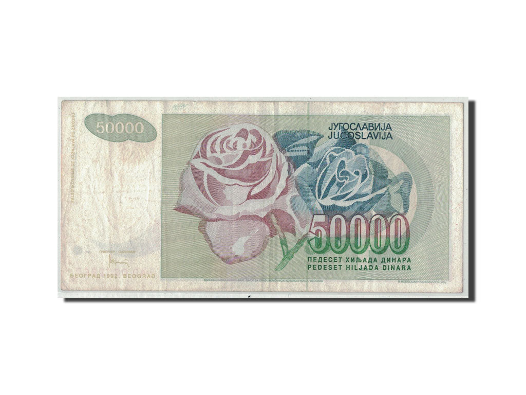 Banconote, Iugoslavia, 50,000 Dinara, 1992, KM:117, MB
