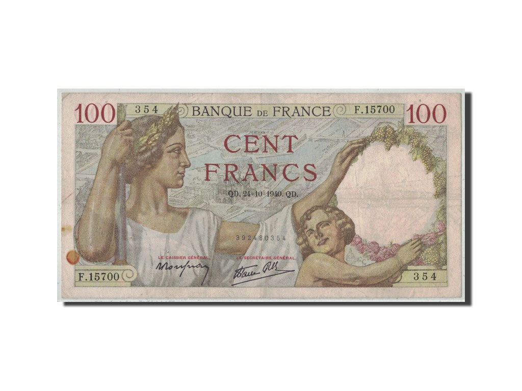 Banknote, France, 100 Francs, 100 F 1939-1942 ''Sully'', 1940, 1940-10-24