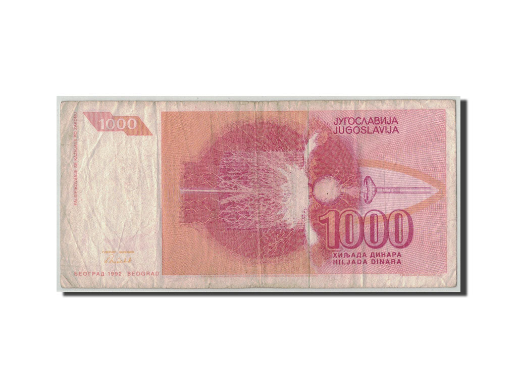 Banconote, Iugoslavia, 1000 Dinara, 1992, KM:114, B