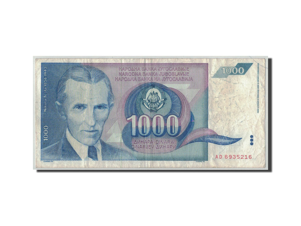 Banconote, Iugoslavia, 1000 Dinara, 1991, KM:110, B+