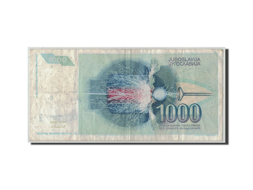 Banconote, Iugoslavia, 1000 Dinara, 1991, KM:110, B+