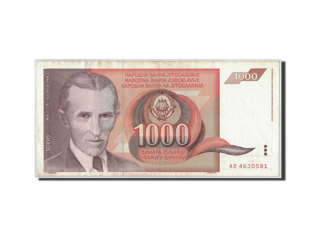 Banconote, Iugoslavia, 1000 Dinara, 1990, KM:107, 1990-11-26, MB+
