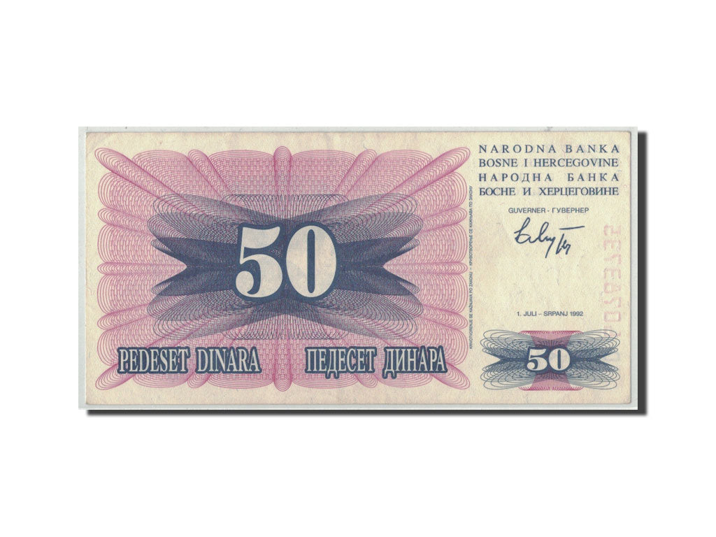 Banknote, Bosnia - Herzegovina, 50 Dinara, 1992, 1992-07-01, KM:12a, VF(30-35)