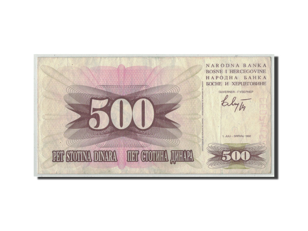 Banknote, Bosnia - Herzegovina, 500 Dinara, 1992, 1992-07-01, KM:14A, VF(20-25)