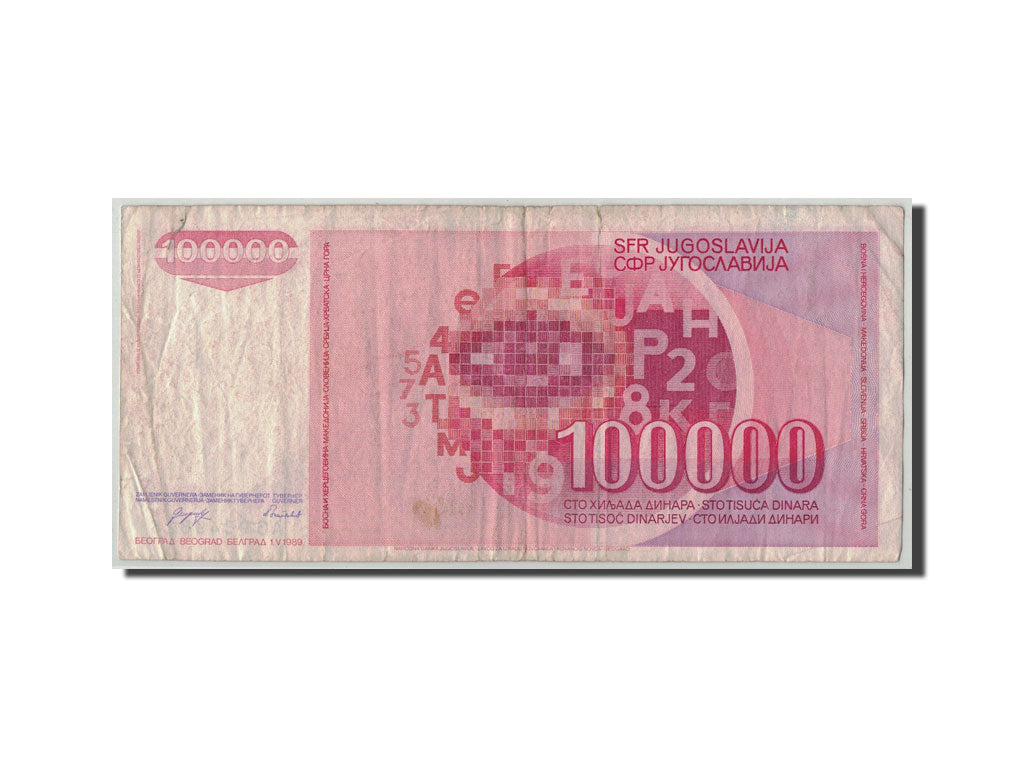 Banconote, Iugoslavia, 100,000 Dinara, 1989, KM:97, 1989-05-01, B